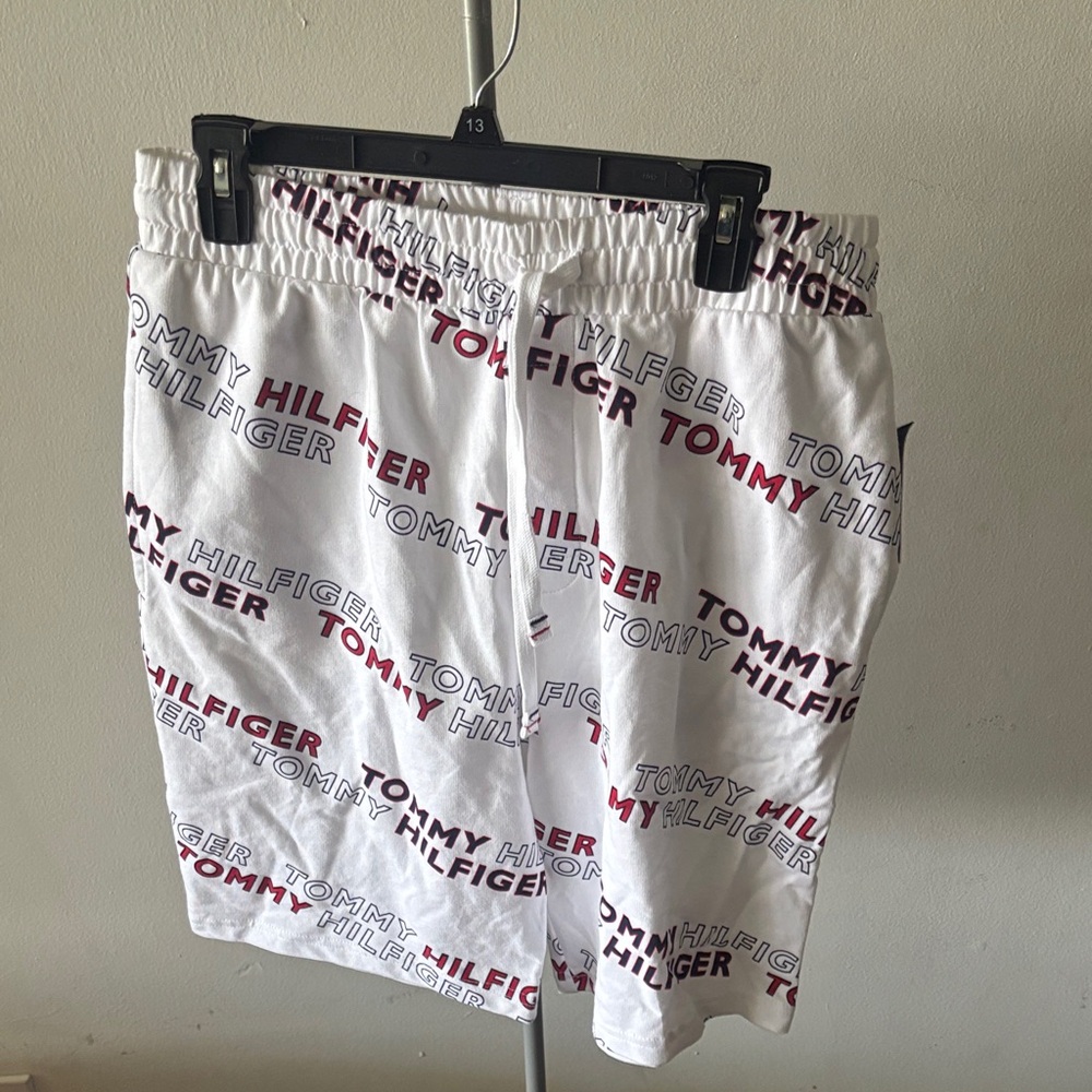 Tommy Hilfiger White Sleepwear Shorts with Red and Navy Logo Print